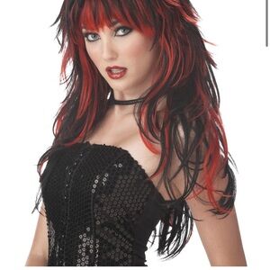 Stylish Red and Black Wig for Women